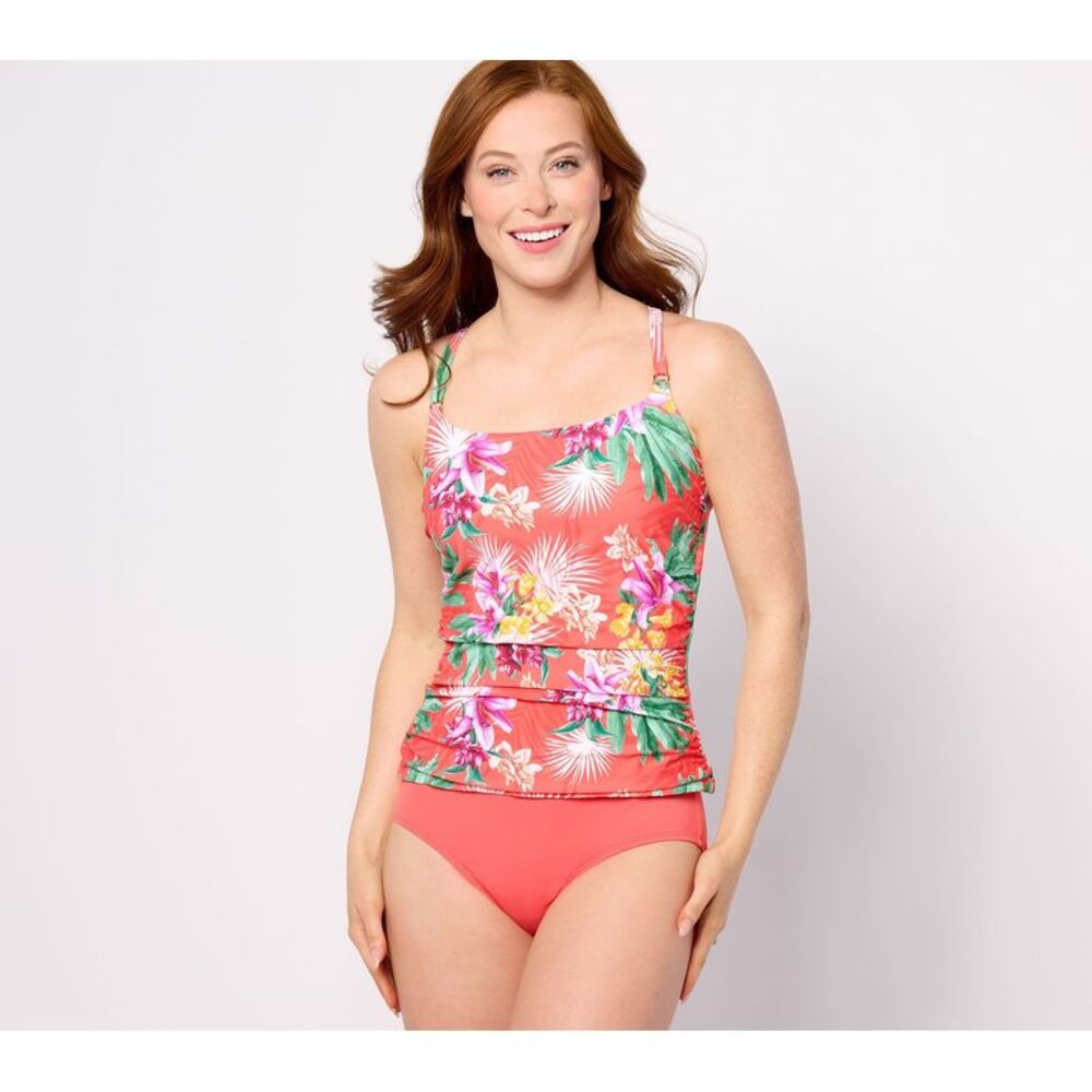 Gloria Vanderbilt Women's Swimsuit Sz 16 Eden Cami Tankini Multi-colored